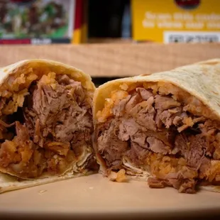 the inside of a burrito