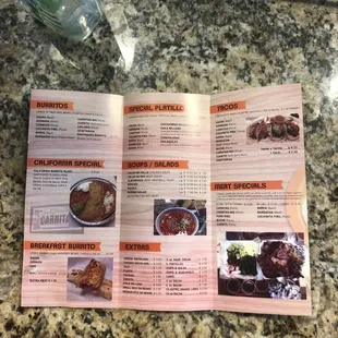 a menu for a restaurant