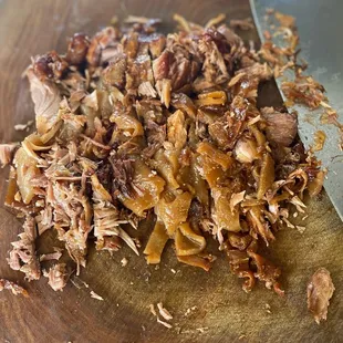 chopped meat on a cutting board