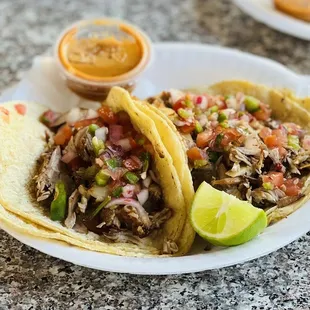 two tacos on a plate
