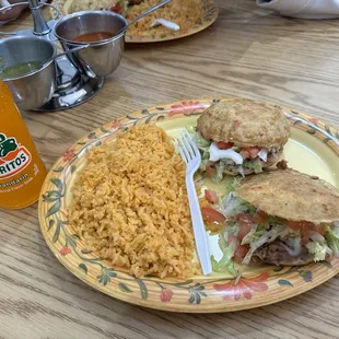 a plate of food and a drink