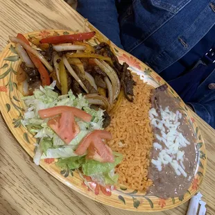 Steak fajitas. Served with homemade flour tortillas.