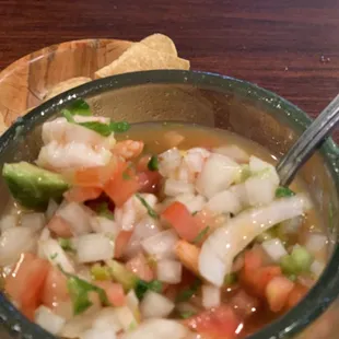 To much onions horrible shrimp cocktail bland no salt or pepper