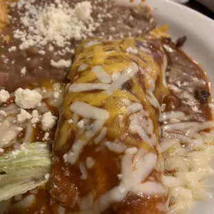 Beef enchilada. Potential to be tasty but was a bit cold
