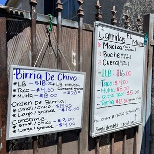menus on a fence