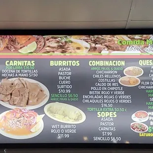 Updated menu