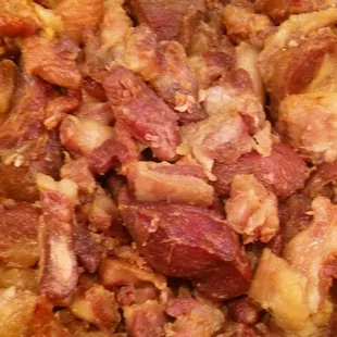 a pan of cooked meat