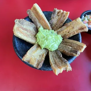 Chicharron with guacamole