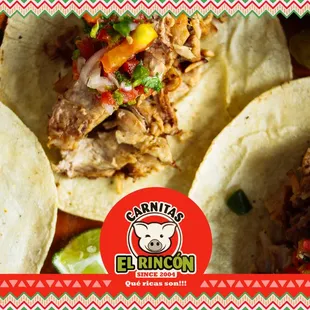 Order by the Pound! Tacos! Delicious braised pork meat.