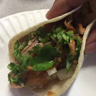 Made my own taco with the warm tortillas.