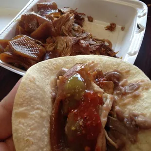 Carnitas with half lb. Of cueritos!! The best!