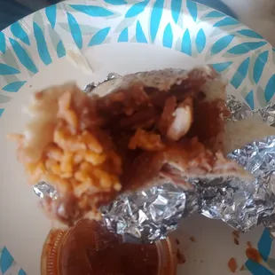 The second time around. This is supposed to be a Super Carnita Burrito. Only meat, rice and beans in it.