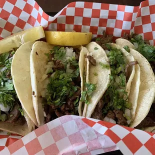 Four Carne Asada Tacos