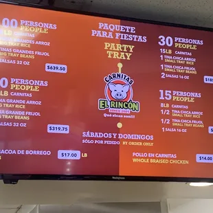 Party tray menu 2.18.2022