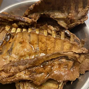 a close up of a plate of meat