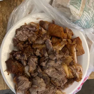 Carnitas and suadero plate con tortillas $13 delicious