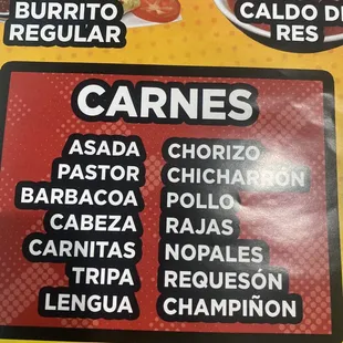 This is their menu