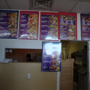 The kitchen and the Menu at Carnitas Estilo Michoacan February 16th 2013 visit.