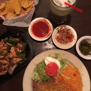 Chicken Fajitas with Salsas and a Margarita