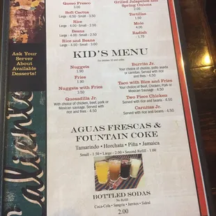 Menu Sides and Kids Meals