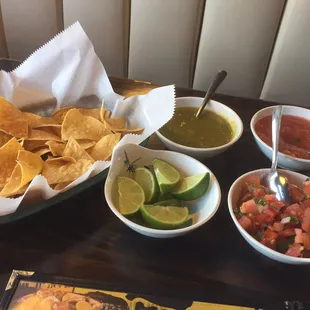 The chips and sides that come out when you arrive