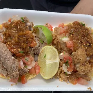 Carnitas and chicharrones taco. The pic doesnt do it justice.