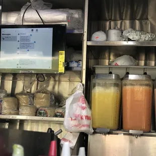The screen where your order is displayed for them to make + agua frescas