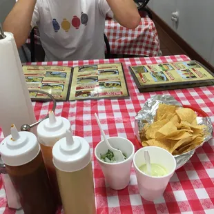 Chips with 4 different sauces