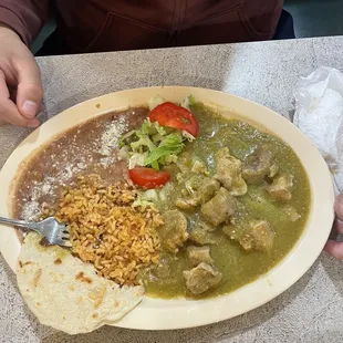 Chili verde with fresh tortillas