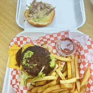 Look at the cheese half off the burger.  Carnitas meat is scarce.