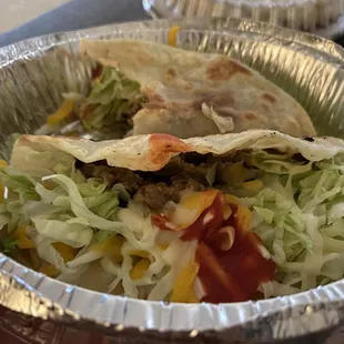 Carne asada 7. Two Tacos, Rice and Beans Dinner