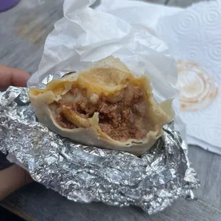Beef and beans burrito