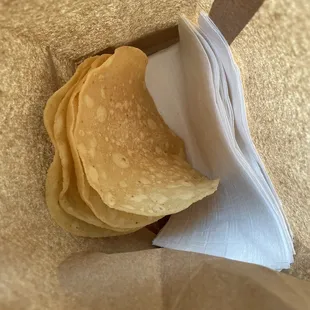 Toasted tortillas