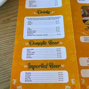 menu