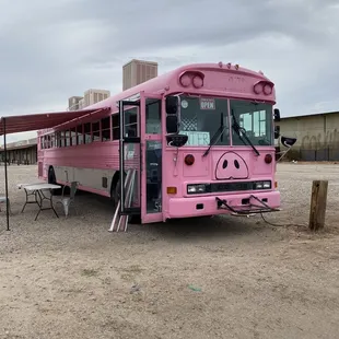 a pink school bus