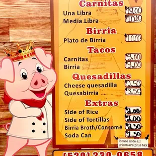 Menu 10/26/24 (note expanded hours at bottom!)