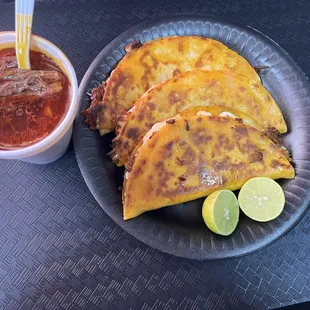 Quesabirrias with consomé