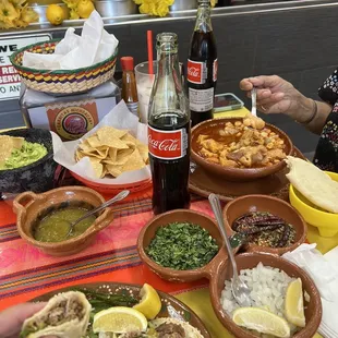 a table full of mexican food