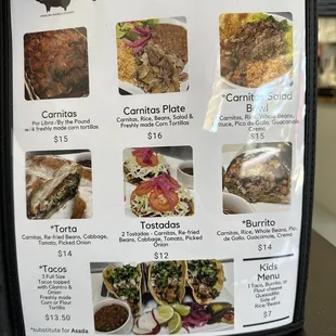 a menu for a mexican restaurant