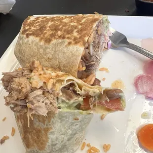 Carnita burrito chips homemade salsa yum good clean place food comes out quick