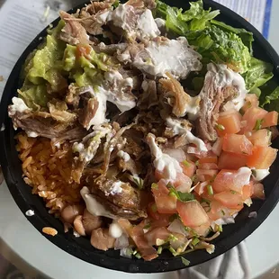 Carnitas salad bowl to-go.
