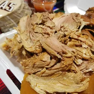shredded chicken on a bun