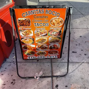 Sidewalk menu