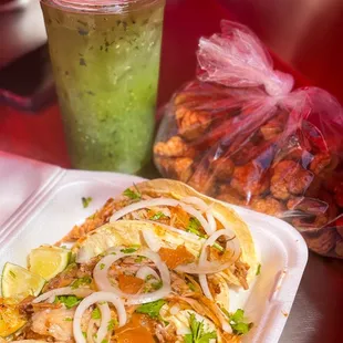 Taco Surtido, Agua Fresca Large ,Chicharon