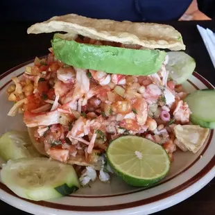 TOSTADA MIXTA (mixed seafood tostada) OMG!