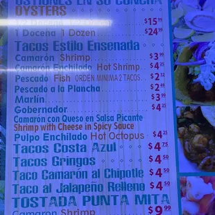 2 Fish Taco menu $2.32ea &amp; charged $7.00 for 2.