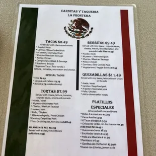 Menu updated Jan 2023