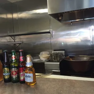 You can see the kitchen.