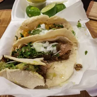 Massive tacos! 3 of these equals about 6 regular street tacos.