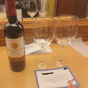 The cheap $10 wine they gave us as if that could ever make it right.